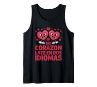 Funny Mi Corazon Late En Dos Idiomas Bilingual Tank Top
