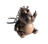 Funny Middle Finger Animal Keychain, middle finger pendant keychain,3D animal keychain, suitable for men and women (Hippo)