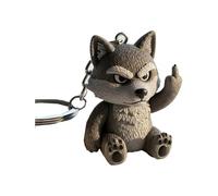 Funny Middle Finger Animal Keychain, middle finger pendant keychain,3D animal keychain, suitable for men and women (Wolf)