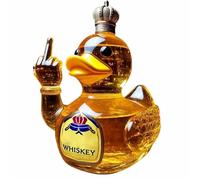 Funny Middle Finger Duck Bottle, 10 Oz Glass Whiskey Decanter, Creative Duck Statue Liquor Bottle for Bar Office Home Decoration D