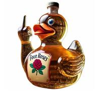 Funny Middle Finger Duck Bottle, 10 Oz Glass Whiskey Decanter, Creative Duck Statue Liquor Bottle for Bar Office Home Decoration A