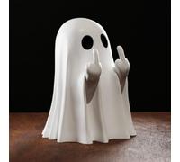 Funny Middle Finger Ghost Ornament, Halloween Middle Finger Ghosts Statue Sculpture Decor, Middle Finger Gifts, Spooky Halloween Decorations Home Bedroom Indoor (C)