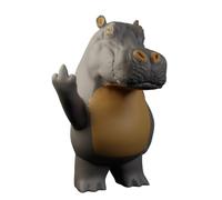 Funny Middle Finger Hippo Statue - Hilarious Desk Decor & Unique Gift for Friends, Birthdays, or Office Decor Adds a Playful Touch Anywhere (1, Medium)