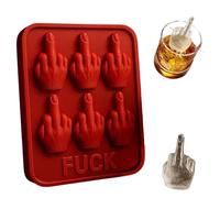 Funny Middle Finger Ice Cube Mold, Novelty Middle Finger Ice Cube Tray, Reusable Silicone Ice Mold for Making Whiskey Cocktail Party Drinks A Must-Have for Bar Kitchens, Easy-Release (Red)