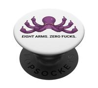 Funny Middle Finger Octopus Meme Adult Humor Zero Fucks PopSockets Adhesive PopGrip