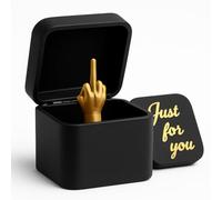 Funny Middle Finger Spring Gift Box - Hilarious Gag Present for Adults and Teens - Pop Up Surprise Prank Toy for Birthday, Christmas Stocking Fillers - Small Black Box with Gold Finger Inside