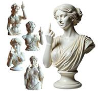 Funny Middle Finger Venus Statue - Bold Greek Goddess Aphrodite Resin Figurine, Roman-Style Venus Bust Sculpture with Attitude, Unique Home & Office Shelf Decor, Rebellious Gift for Women & Men