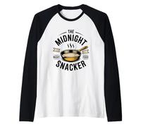 Funny Midnight Snacker Feast Night Time Eater Always Hungry Raglan Baseball Tee