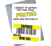 Funny Milestone Birthday Cards for Men Women - Your Age Have Expired Design - 20th 30th 40th 50th 60th 70th Birthday Card for Him Her Friend Colleague (50th)