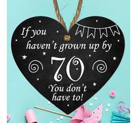 Funny Milestone Birthday Heart Plaque | “Today You're Days Old” Wooden Sign | Unique 30th 40th 50th 60th 70th Birthday Gift Tag & Hamper Box Keepsake (70th)
