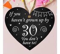 Funny Milestone Birthday Heart Plaque | “Today You're Days Old” Wooden Sign | Unique 30th 40th 50th 60th 70th Birthday Gift Tag & Hamper Box Keepsake (30th)