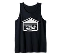 Funny Military Helicopter in a Garage Design Tank Top