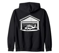 Funny Military Helicopter in a Garage Design Zip Hoodie