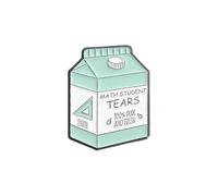 Funny Milk Carton Brooch for Women Men Novelty Cute Cartoon Math Student Tears 100% Pure and Fresh Letter Creative Green Enamel Pin Badge Hats Bag Backpack Lapel Pins Jewelry