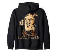 Funny Milkshake - I Don’t Care Retro Cartoon Beverage Humor Zip Hoodie