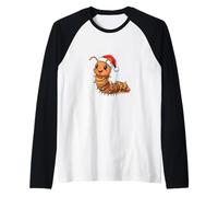 Funny Millipede Christmas Cute Bug with Santa Hat Insect Raglan Baseball Tee