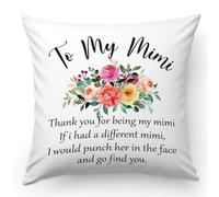 Funny Mimi Throw Pillow Cover, Gift for Grandma, Grandmother, If I Had a Different Mimi, I Would Punch Her in The Face, Cotton Linen Pillow Cushion Case for Home Decor, 18x18 Inch(GMS349)