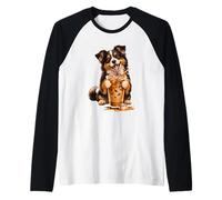 Funny Miniature American Shepherd Iced Coffee Lover Design Raglan Baseball Tee