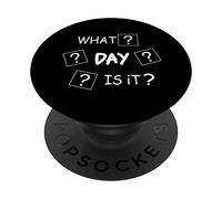 Funny Minimalist Confused What Day Is It Social Distancing PopSockets PopGrip: Swappable Grip for Phones & Tablets