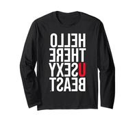 Funny Mirror Text Hello You Sexy Beach Quote Long Sleeve T-Shirt