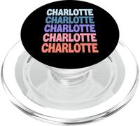 Funny Modern Repeated Text Design Charlotte PopSockets PopGrip for MagSafe