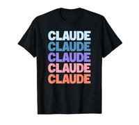 Funny Modern Repeated Text Design Claude Value Graphic T-Shirt, Men, Black, L