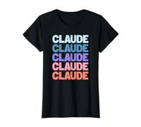Funny Modern Repeated Text Design Claude Value Graphic T-Shirt, Women, Black, M