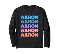 Funny Modern Repeated Text Design First Name Aarón Long Sleeve T-Shirt