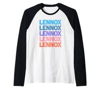 Funny Modern Repeated Text Design First Name Lennox Raglan Baseball Tee
