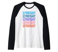 Funny Modern Repeated Text Design First Name Lyndsay Raglan Baseball Tee