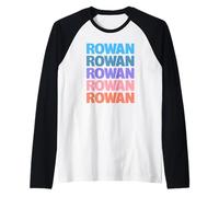 Funny Modern Repeated Text Design First Name Rowan Raglan Baseball Tee