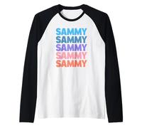 Funny Modern Repeated Text Design First Name Sammy Raglan Baseball Tee
