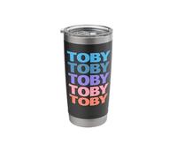 Funny Modern Repeated Text Design First Name Toby Stainless Steel Insulated Tumbler