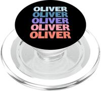 Funny Modern Repeated Text Design Oliver PopSockets PopGrip for MagSafe