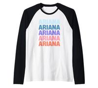 Funny Modern Repetitive Text Design First Name Ariana Raglan Baseball Tee