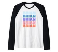 Funny Modern Repetitive Text Design First Name Brian Raglan Baseball Tee