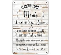 Funny Mom’s Laundry Room Metal Tin Sign Wall Decor, Farmhouse Rustic Laundry Sign for Home Decor Gifts