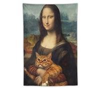 Funny Mona Lisa And Cat Art Tapestry Decor Wall Cloth Lovely Home Bedroom Decorative HD Print Tapestry 40"x60"