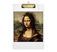Funny Mona Lisa Painting Clipboard Acrylic Cute Clipboards Paperboard Chic Design Clipboard with Low Profile Metal Clip for Nurses Teachers Coaches 12.5 x 9 Inches