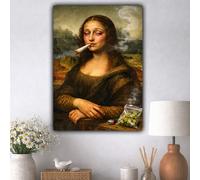Funny Mona Lisa Weed Poster A3 - Mona Lisa Smoking Joint - Novelty Renaissance Parody Wall Art - Home Bar Games Room Decor - Unframed