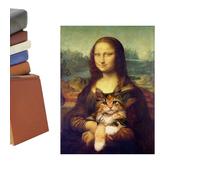 Funny Mona Lisa With Cat Canvas Art Posters, Fashion Mona Lisa Holding Cat Picture Ornament, Humorous Paintings Wall Decor For Bedroom Living Room Hotel Dorm Bathroom Workplace Home (C)