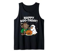 Funny Monkey and Duck Celebrating Halloween Boo-Day Birthday Tank Top