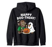 Funny Monkey and Duck celebrating Halloween Boo-day Birthday Zip Hoodie