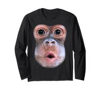 Funny Monkey Blowing Stomach Face Monkey Blow Stomach Face Long Sleeve T-Shirt