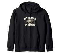 Funny Monkey Eat Banana Never Cramp Design Primate Laughs Zip Hoodie