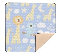 Funny Monkey Giraffe Lilac Blue Cute Foldable Baby Playmat for Indoor Outdoor Non-Toxic Foldable Tummy Time & Crawling Mat for Babies Infants Toddlers, 50'' x 50''tapete de gimnasio