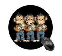 Funny Monkey Gorilla Bills Mouse Pad Round Mouse Mat Waterproof Mousepad with Non-Slip Rubber Base