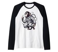 Funny Monkey in Space Suit - Monkey Astronaut Raglan Baseball Tee