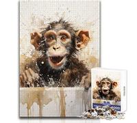 Funny Monkey in The Bath Jigsaw Puzzles for Teenagers 1000 Brain Teaser Educational Game Memorable Heartfelt Gift Option Size 50x75cm