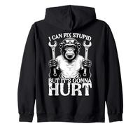 Funny Monkey Mechanic Can Fix Stupid But Its Gonna Hurt Zip Hoodie